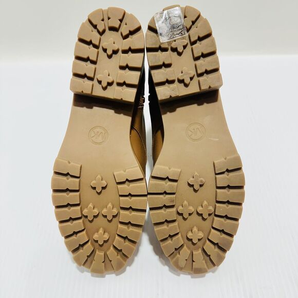 Michael Kors Tatum US 7.5 Combat Boots Brown Faux Leather Ankle Zip NWOB $225 - Picture 7 of 9